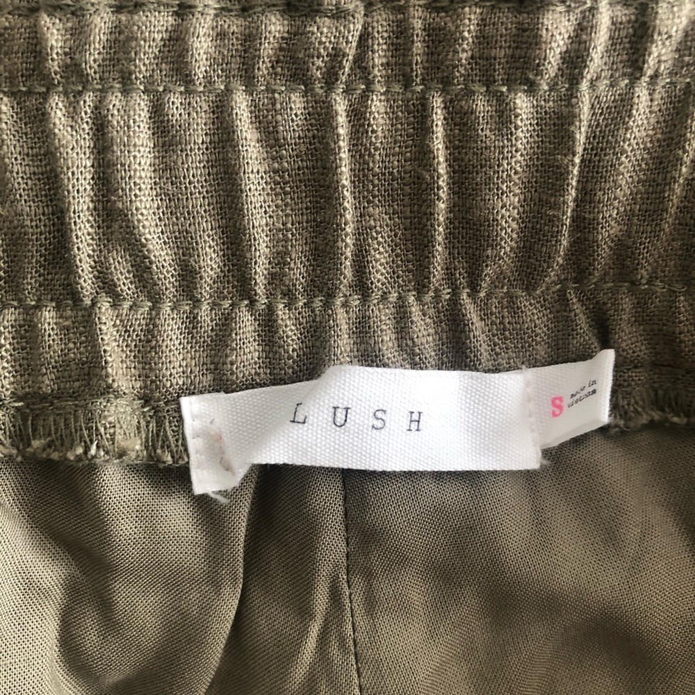 Linen blend olive drawstring pants - Picture 3 of 5